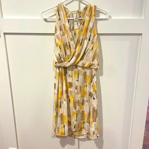 Beautiful dressy cream and gold dress with hints of black, Sz 2, like new